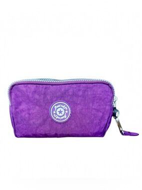 Meetself Purple Nylon Zippered 3-Compartment Wallet